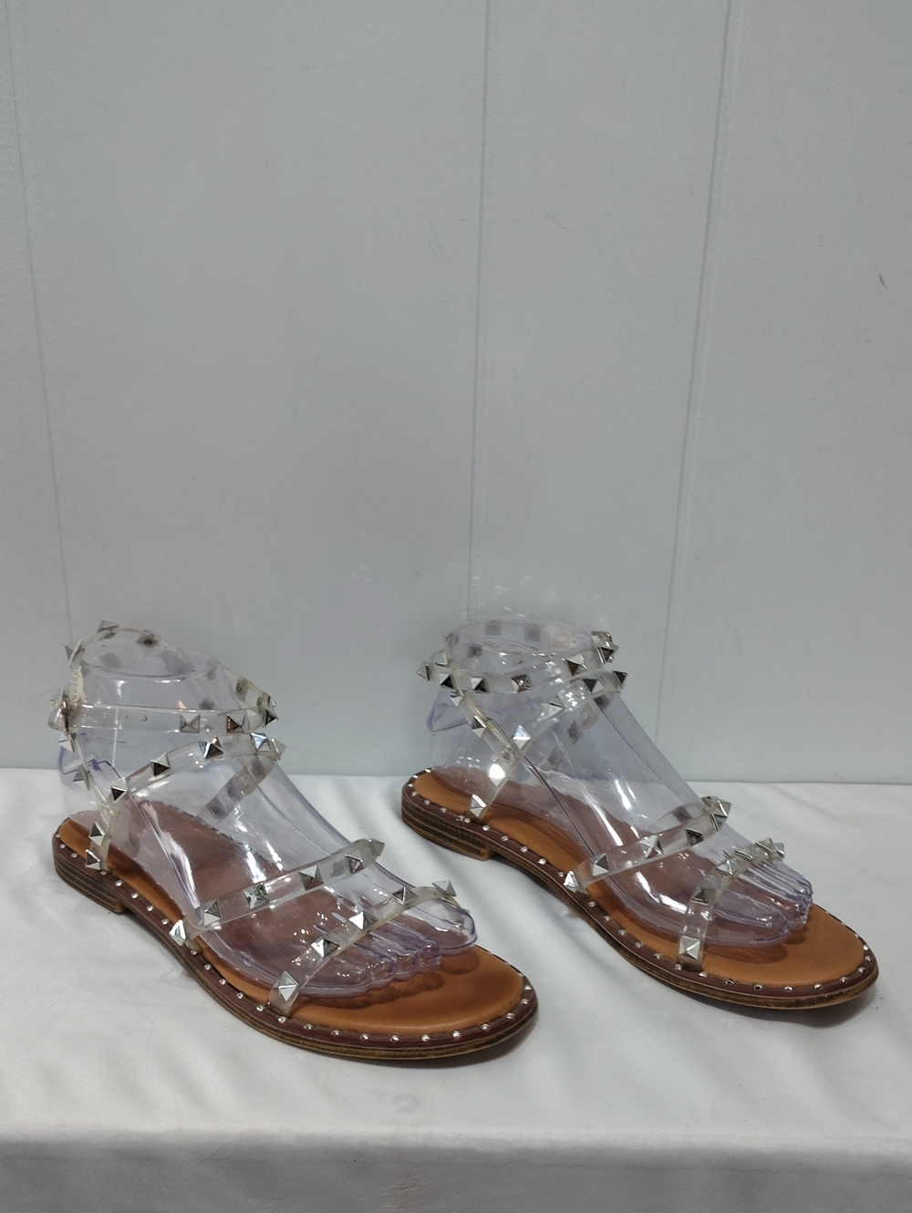 Madden Girl Clear Studded Strappy Sandals  Clear Silver